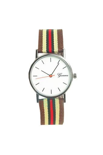 Ormano - Jam Tangan Unisex - Coklat-Putih - Strap Kanvas - G-Strip Watch  