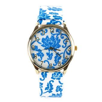 Ormano - Jam Tangan Wanita - Biru - Strap Leather - Allya Flower Watch  