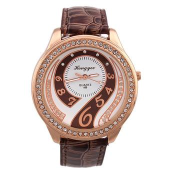 Ormano - Jam Tangan Wanita - Cokelat - Strap Leather - Avista Rhinestone Watch  