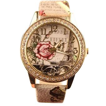 Ormano - Jam Tangan Wanita - Cokelat - Strap Leather - Carmine Rhinestone Watch  