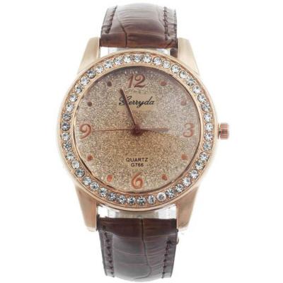 Ormano - Jam Tangan Wanita - Coklat - Strap Leather - Violetta Rhinestone Watch