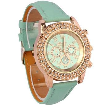 Ormano - Jam Tangan Wanita - Hijau - Strap Leather - Elice Rhinestone Watch  