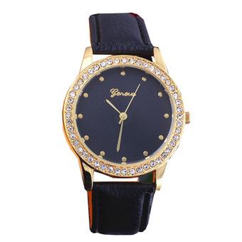 Ormano - Jam Tangan Wanita - Hitam - Strap Leather - Leonora Rhinestone Watch  