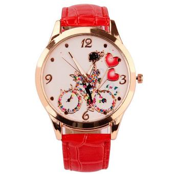 Ormano - Jam Tangan Wanita - Merah - Strap Leather - Ailee Bicycle Watch  