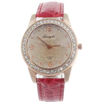 Ormano - Jam Tangan Wanita - Merah - Strap Leather - Violetta Rhinestone Watch  