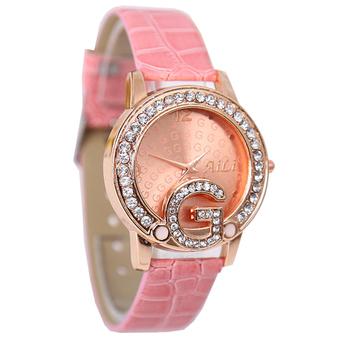 Ormano - Jam Tangan Wanita - Pink Muda - Strap Leather - Octavia Fashion Watch  