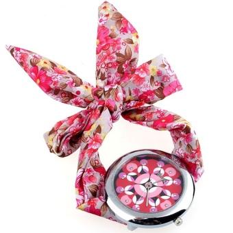 Ormano - Jam Tangan Wanita - Pink - Strap Kain - Liona Flower Watch  