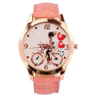 Ormano - Jam Tangan Wanita - Pink - Strap Leather - Ailee Bicycle Watch  