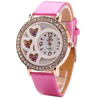 Ormano - Jam Tangan Wanita - Pink - Strap Leather - Sofie Rhinestone Watch  