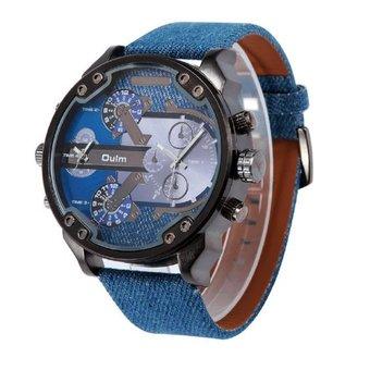 Oulm Army Military Tag sport Double Time Quartz Wrist Watch Male clock Gift Watch blue - Intl  