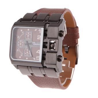 Oulm Men Rectangle Quartz Sports Watch Business Analog Watch Brown (Intl)  