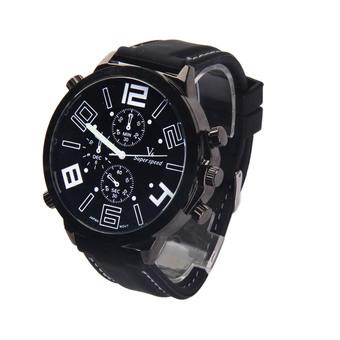 Oversize Men Quartz Silicone Cool Gift Watch Racing Sports Watch White Mark (Intl)  