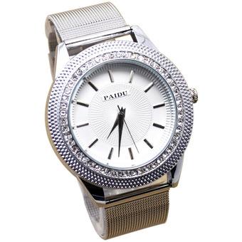 PAIDU Mesh Band Crystal Simple Dial Quartz Wrist Watch Silver (Intl)  