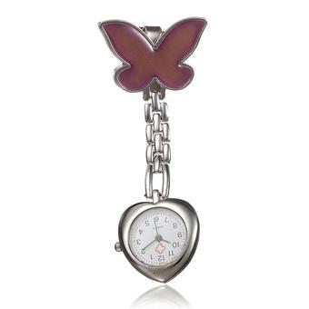 Portable Butterfly Doctor Nurse Fob Brooch Pocket Watch (Brown)  