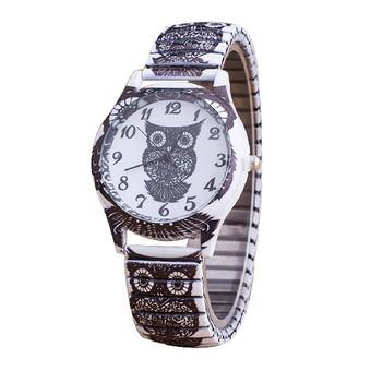 Printing Pattern Colorful Elastic Band Watches Skull Pattern Peacock Pattern Owl Pattern Personality Women Wristwatches (Intl)  