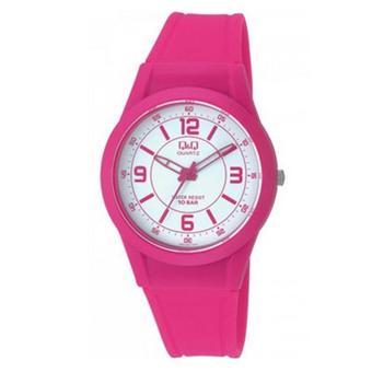 Q&Q Jam Tangan Unisex - Pink/Putih - Tali Karet - Colourful Watch  