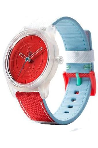 Q&Q - Jam Tangan Wanita - Biru Merah - Material Kanvas - Smile Solar RP00J011Y  