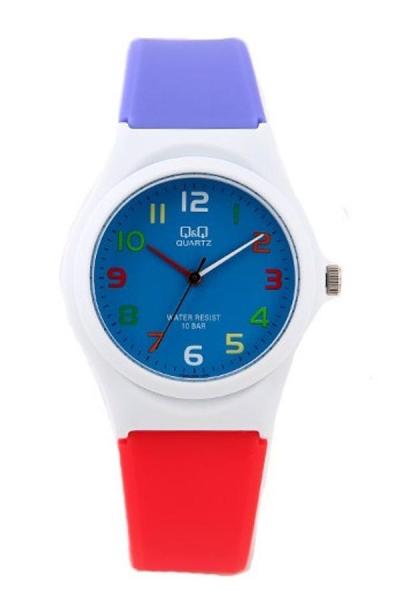 Q&Q - Jam Tangan Wanita - Strap karet - Rainbow Colour Watch - Putih Ungu Merah