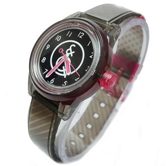 Q&Q Jam tangan wanita - RP01J007Y - Karet - Hitam Pink  