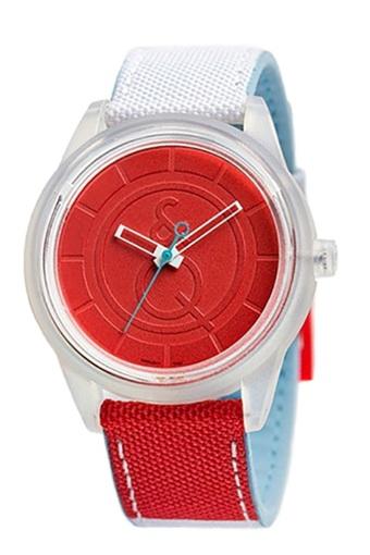 Q&Q Simle Solar - Jam Tangan Wanita - Putih-Merah - Strap Resin - RP00J011Y  