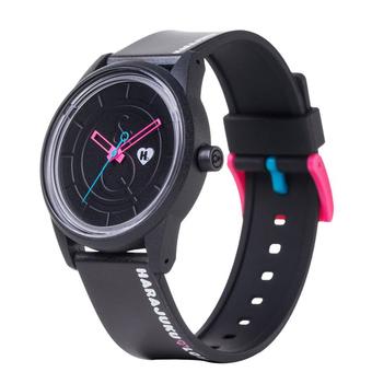 Q&Q Smile Solar Harajuku - Jam Tangan Pria Dan Wanita - Hitam Pink - Strap Karet - RP00J838Y  