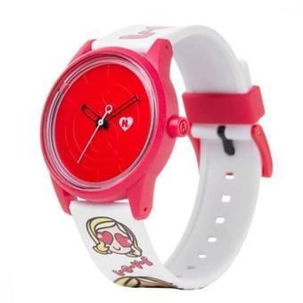 Q&Q Smile Solar Harajuku Lover's - Jam Tangan Wanita - Rubber - Hitam Merah - RP00J842Y  