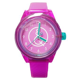 Q&Q Smile Solar Mini Jam tangan wanita - RP01J011Y - Karet - Merah Muda  