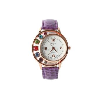 Quart Women's Purple Leather Strap Watch  