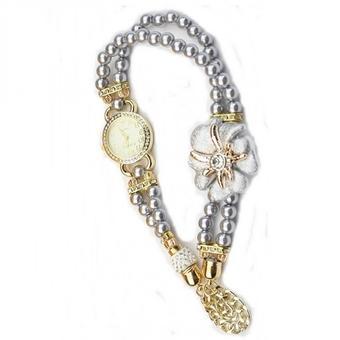 Quartz Girl Fashion Stylis Pearl Bracelet Watch - Putih  