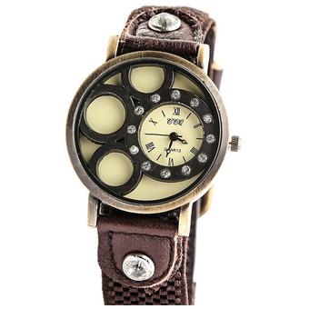 Quartz Women's Dark Coffee Leather Strap Watch 60gs1063 - Intl  