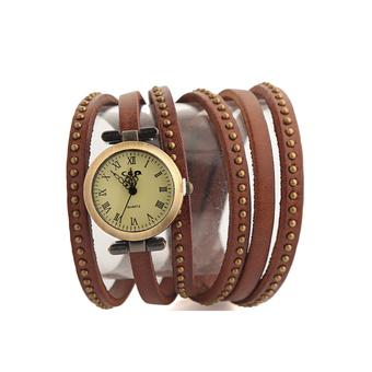 Quartz Women's Light Coffee Winding Paux Leather Strap Bracelet Watch 60gs1013 - Intl  