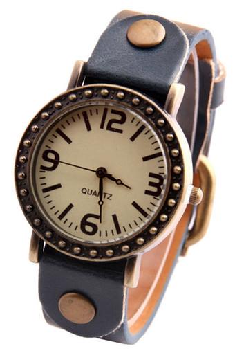 Retro Leather Band Strap Quartz Wrist Womens Watch Jam Tangan  