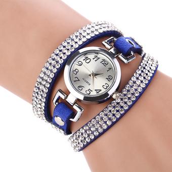 Rhinestone Wrist Watches Leather Bracelet Vintage Quartz Watch Royalblue (Intl)  