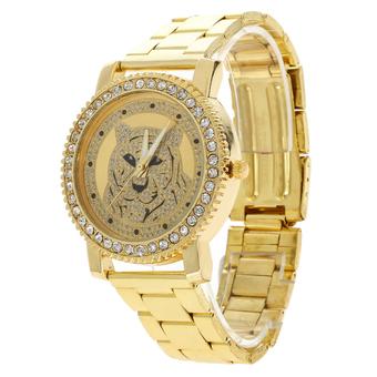 Rhinestones Tiger Wristwatches Watches Gold (Intl)  