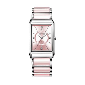 Rhythm F1211T 03 - Jam Tangan Wanita - Stainless Ceramic - Pink Silver  