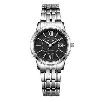 Rhythm G1304S 02 - Jam Tangan Wanita - Stainless - Silver Black  