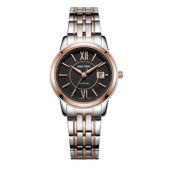 Rhythm G1304S 06 - Jam Tangan Wanita - Stainless - Silver Rose Gold Black  