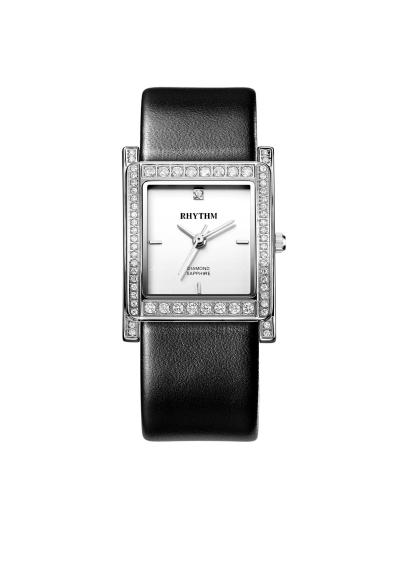 Rhythm - L1204L 01 - Jam Tangan Wanita - Strap leather band - Hitam