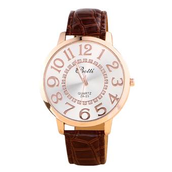 Rondaful Fashion Unisex Men Women Big Numerals Rhinestone Faux Leather Analog Wrist Watch (Intl)  