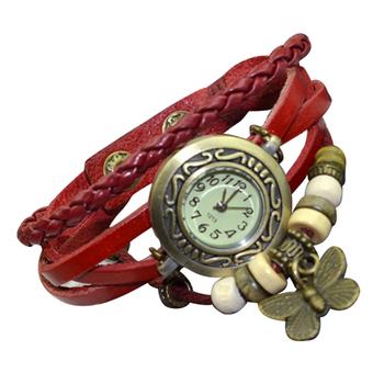 Rondaful Retro woven calfskin bracelet watch butterflies (Intl)  