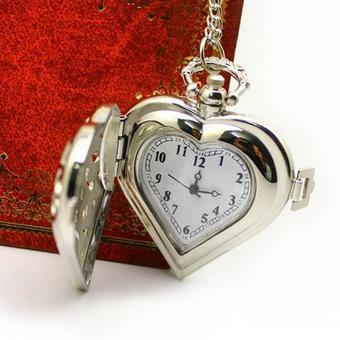 Rondaful White steel Clamshell Heart-shaped pocket watch Pocket watch (Intl)  