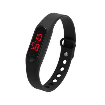 Rubber LED Womens Mens Date Sports Bracelet Digital Wrist Watch Black  