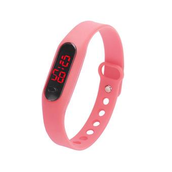 Rubber LED Womens Mens Date Sports Bracelet Digital Wrist Watch Pink  