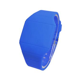 Rubber Led Light Up Digital Electronic Sport Wrist Watch Unisex Children Noctilucence Originality Wristwatch Blue (Intl)  