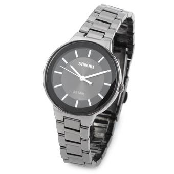 SINOBI 9168 Woman's Stainless Steel Band Quartz Analog Waterproof Wrist Watch - Dim Grey + Black  