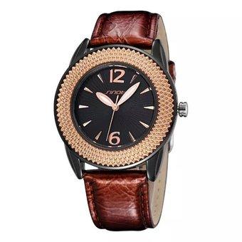 SINOBI Woman Sunflower Dial Leather Strap Ladies Fashion Dress Quartz Women Watch brown (Intl)  