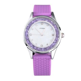 SINOBI Women Fashion Crystal Quartz-watch Silver Case Purple Watchband Female Watches- Intl  