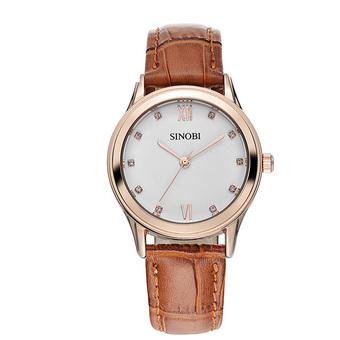 SINOBI Womens Fashion Wrist Watches Import Quartz Stainless Steel Watchcase Brown Watchband 8100L03- Intl  