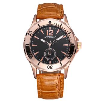 SINOBI quartz decorative high-grade belt table small dial ladies watch-Coffee Gold Black (Intl)  