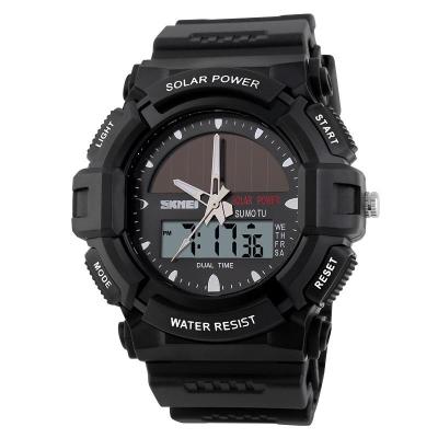 SKMEI 1050 Solar Power Full Black Edition Wristwatch - Jam Tangan Pria - Rubber -Black